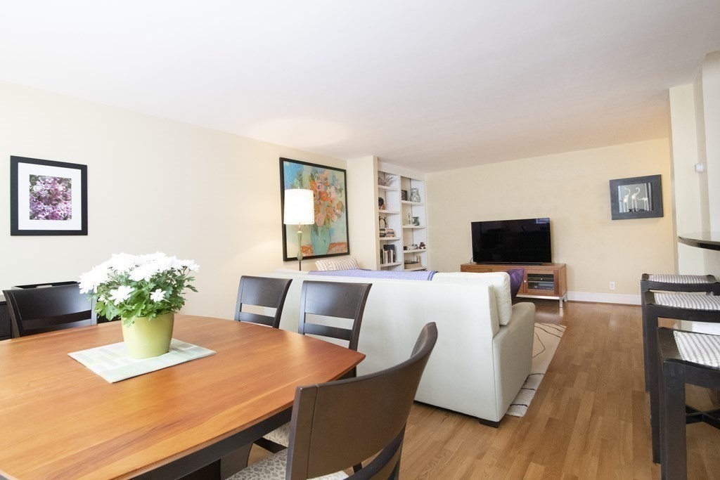 131 Sewall Avenue, Unit 37 Brookline, MA 02446 - Photo 4 of 27 a living room with furniture potted plant and a flat screen tv
