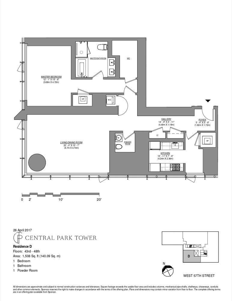 217 West 57th Street, Unit 43D Manhattan, NY 10019 - Photo 24 of 24 a picture of a floor plan