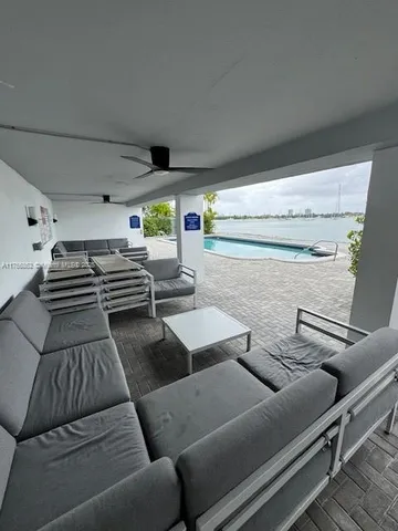 a view of a terrace with chairs