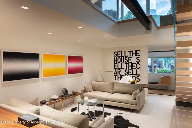 a living room with furniture