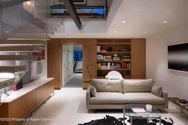 a living room with furniture