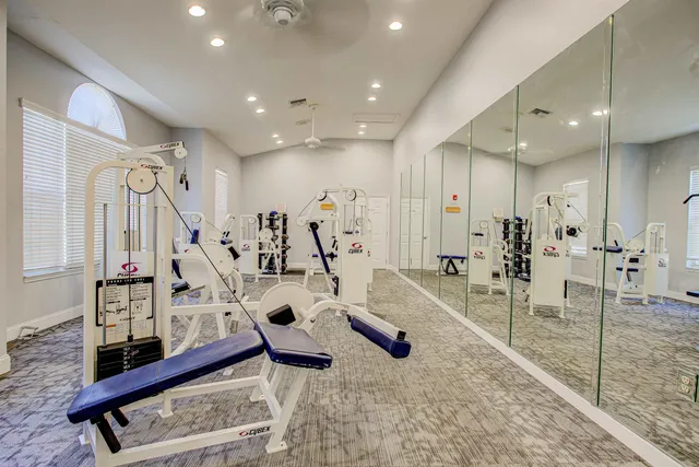 a room with gym equipment