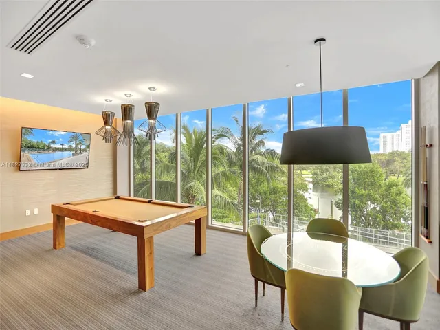 a outdoor space with furniture and chandelier