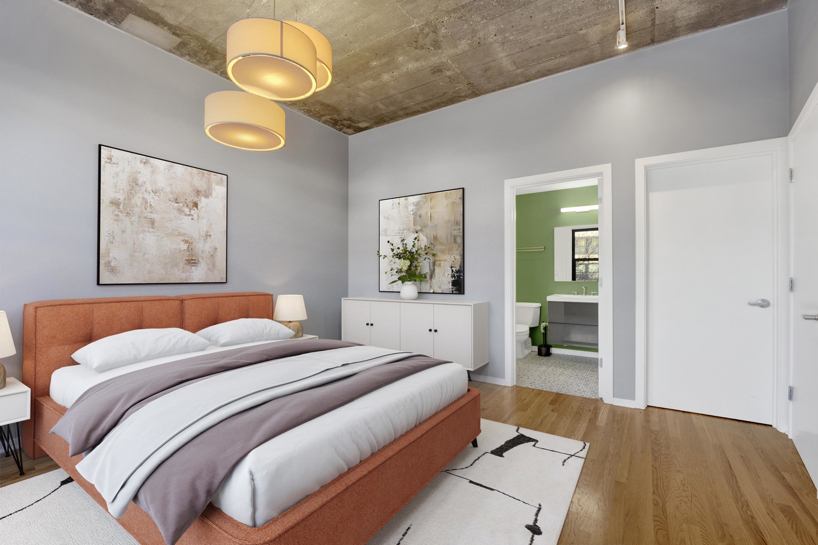 1111 West 15th Street, Unit 224 Chicago, IL 60608 - Photo 15 of 71 a bedroom with a bed and painting on the wall