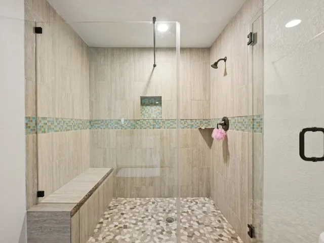 a bathroom with a shower
