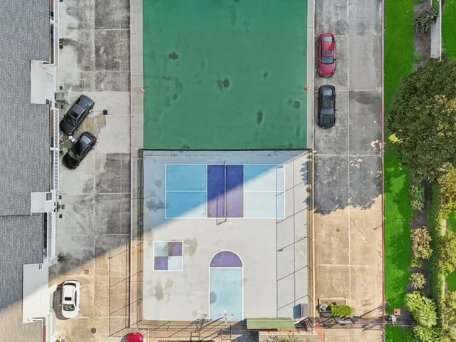 a aerial view of a multi story building