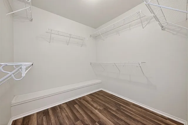 a view of a room with racks on the wall