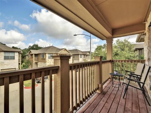 a view of a city from a balcony