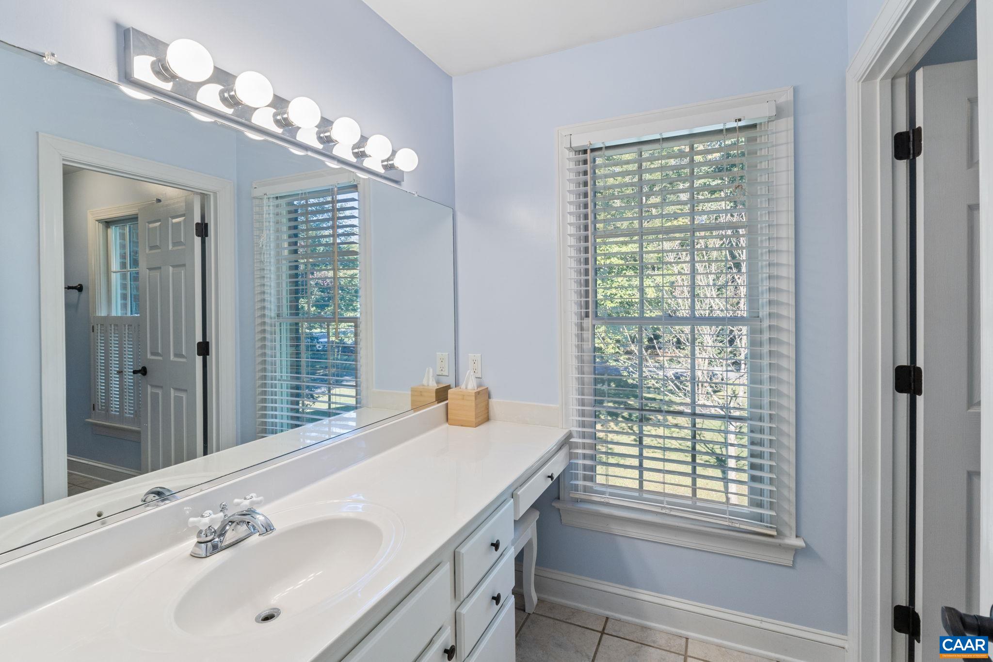 2370 Walnut Ridge Lane Charlottesville, VA 22911 - Photo 33 of 61 a bathroom with a sink a large mirror and a window