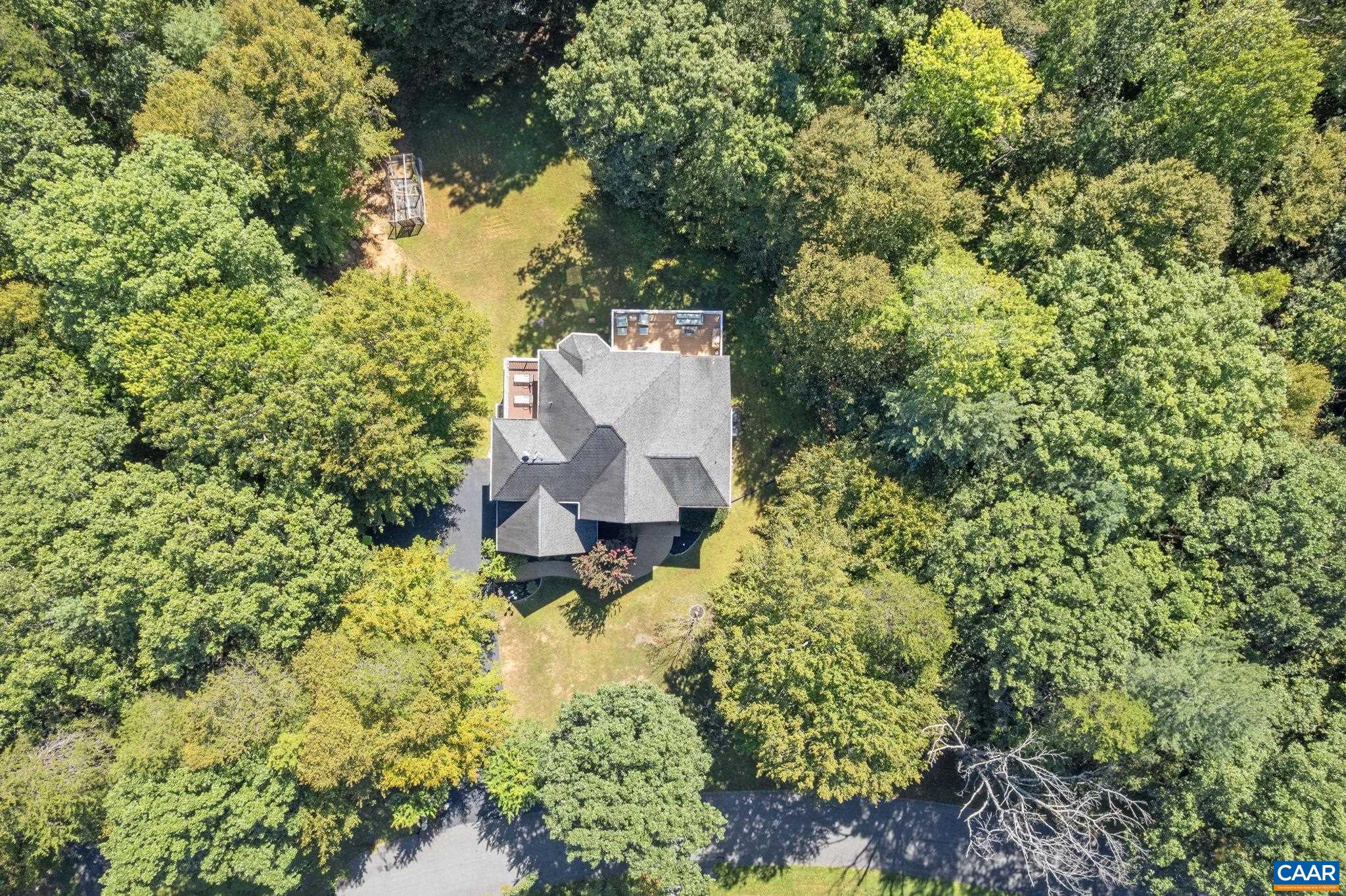 2370 Walnut Ridge Lane Charlottesville, VA 22911 - Photo 49 of 61 an aerial view of a house with a yard basket ball court and outdoor seating