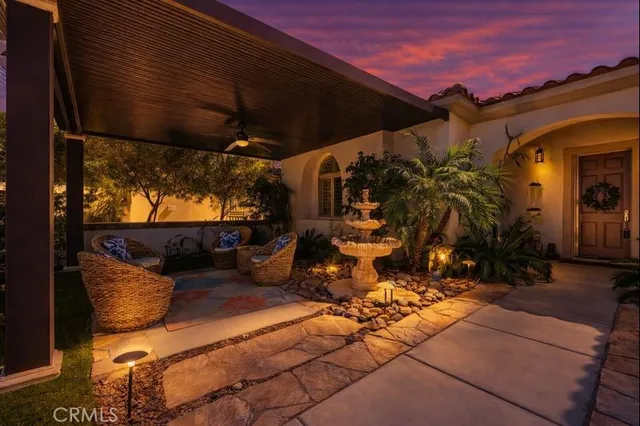 a view of outdoor space with seating area