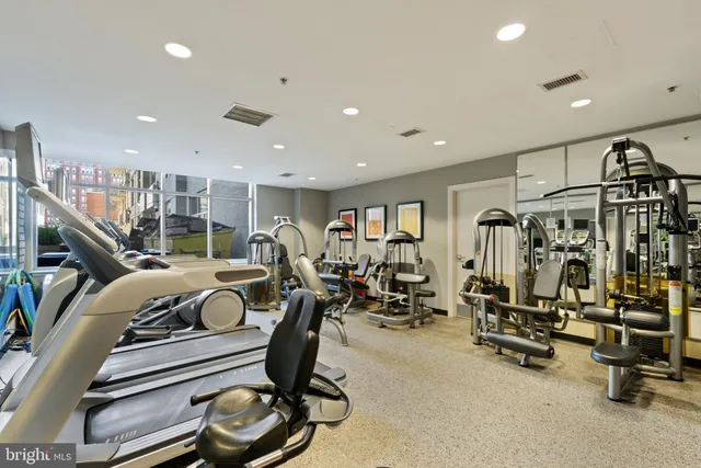 a view of a room with gym equipment