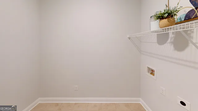 a view of a room with racks on the wall