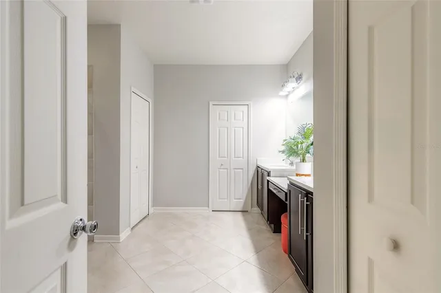 a view of a room with racks on the wall