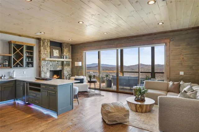 a kitchen with a table and chairs in it