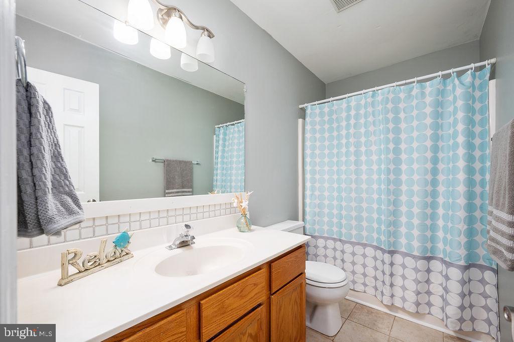 3915 Doran Road Fredericksburg, VA 22407 - Photo 39 of 57 a bathroom with a sink a toilet and shower curtain