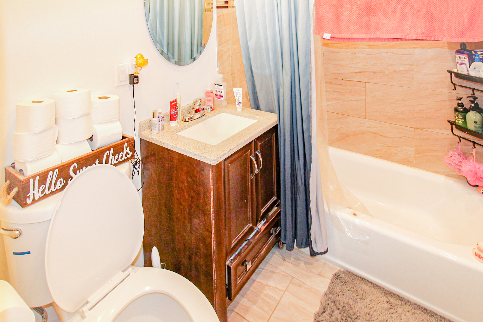 6669 West Devon Avenue, Unit 1E Chicago, IL 60631 - Photo 9 of 10 a bathroom with a sink a mirror and a shower