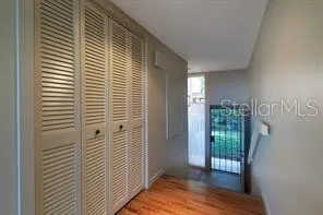 a view of a bathroom with a window