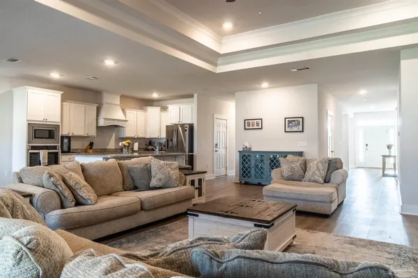 a living room with furniture and a couch