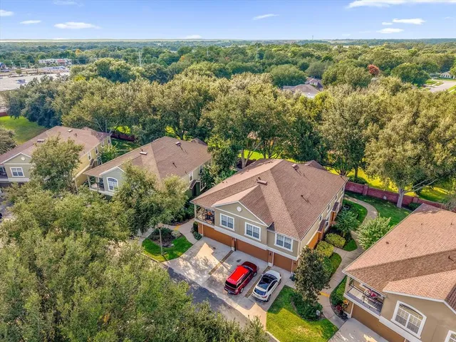 an aerial view of a house