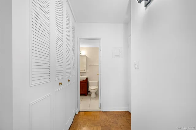 a view of hallway with shower