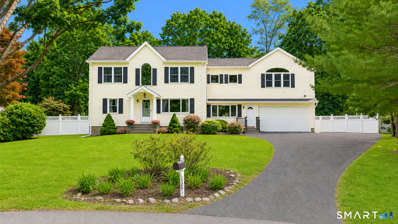 120 Saddleview Road Fairfield, CT 06825 - Photo 1 of 40 Welcome to 120 Saddle View Road! (Enhanced to remove shadows, add flowers)
