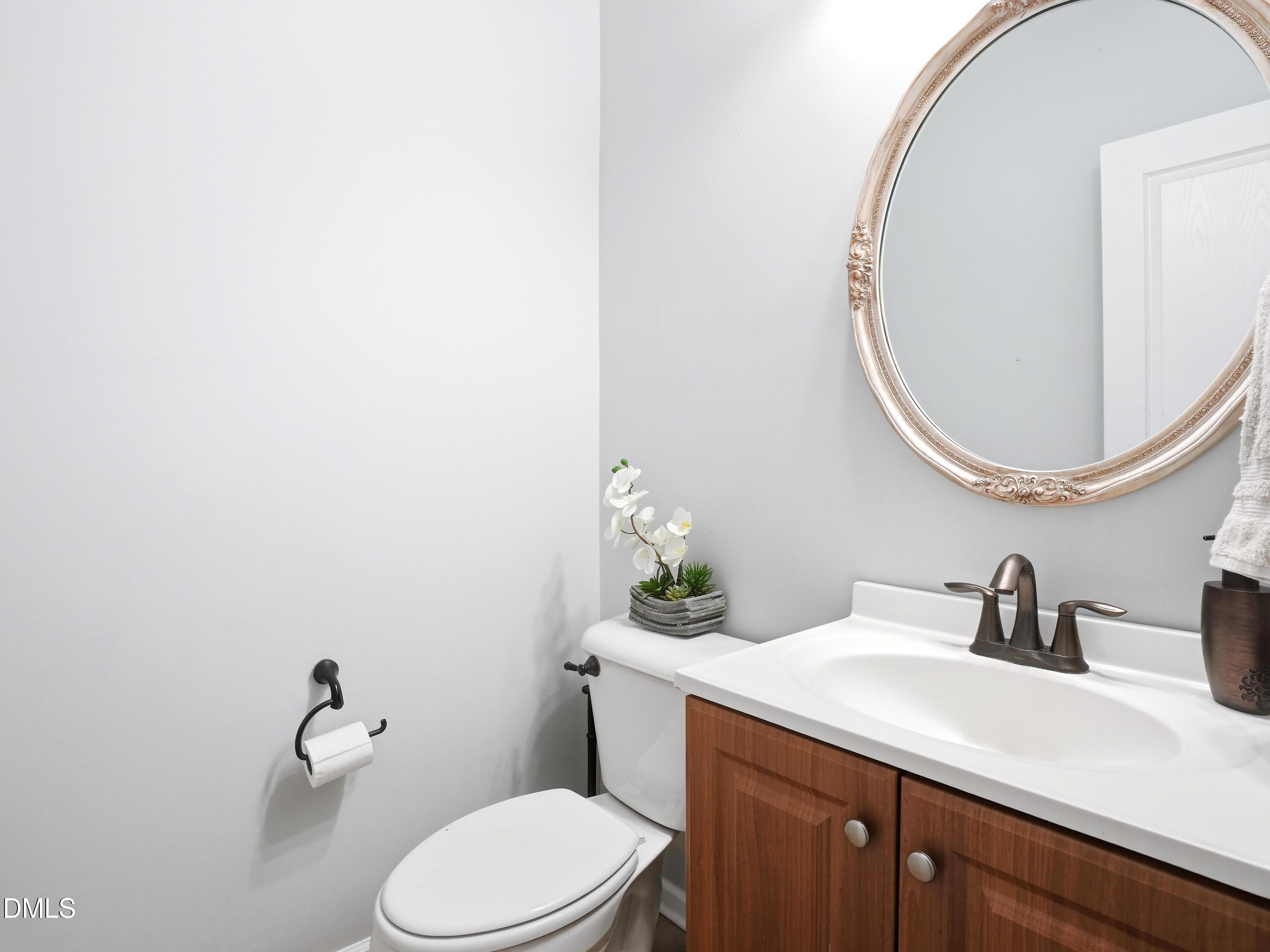 8128 Hovingham Way Raleigh, NC 27616 - Photo 15 of 40 a bathroom with a sink a toilet and mirror
