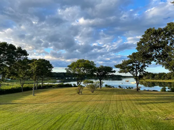a view of swimming pool with outdoor seating and plants