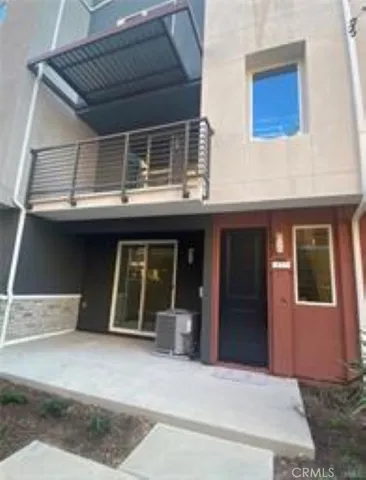 a view of a building with a door