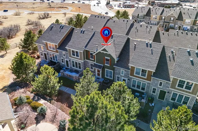 an aerial view of multiple houses