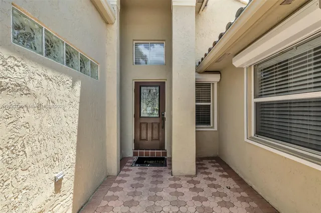 a view of an entryway with a window