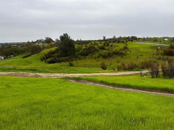 a view of a golf course with a lake