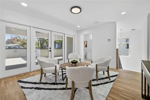 a living room with a couch and a table