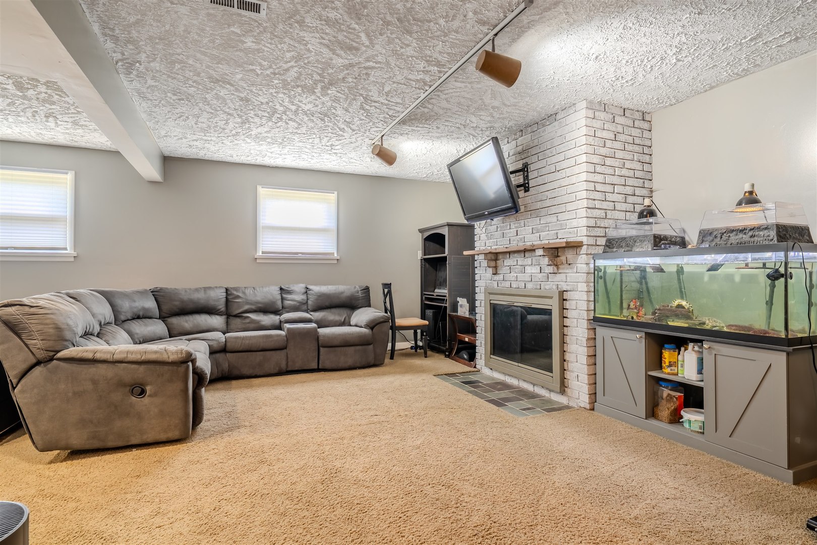 1704 Braden Drive Normal, IL 61761 - Photo 20 of 31 a living room with furniture a fireplace and a flat screen tv