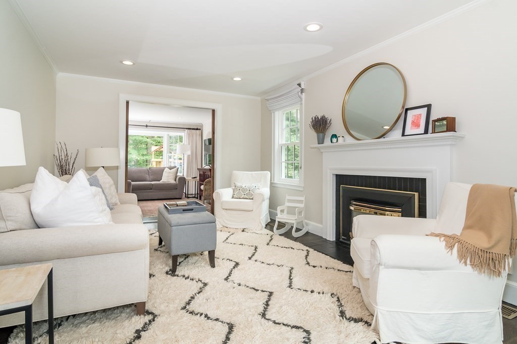 81 Parker Road Wellesley, MA 02482 - Photo 7 of 25 a living room with furniture a fireplace and a flat screen tv