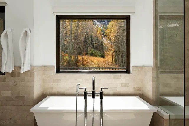 a bathroom with a bathtub