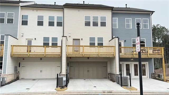 a front view of a building with a entrance