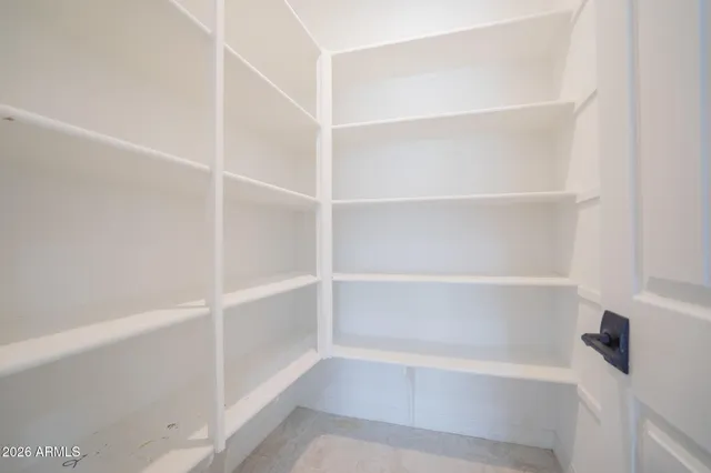 a view of walk in closet with empty racks