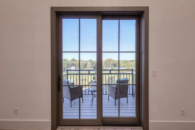 a view of a wooden door
