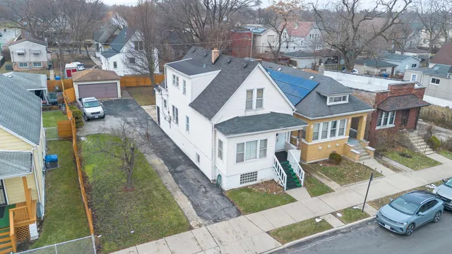 a view of a street with houses