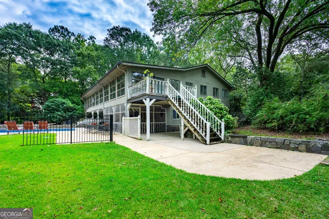 a view of porch with seating area