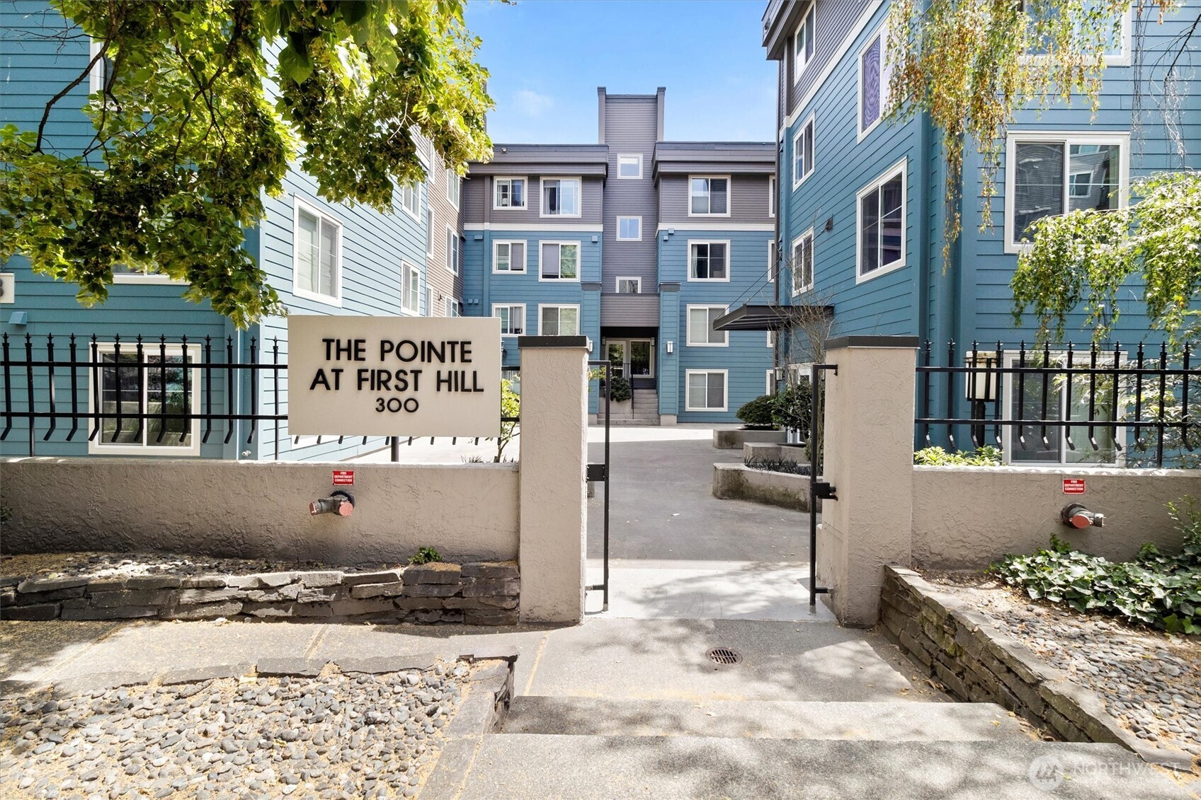 a view of a building with a yard