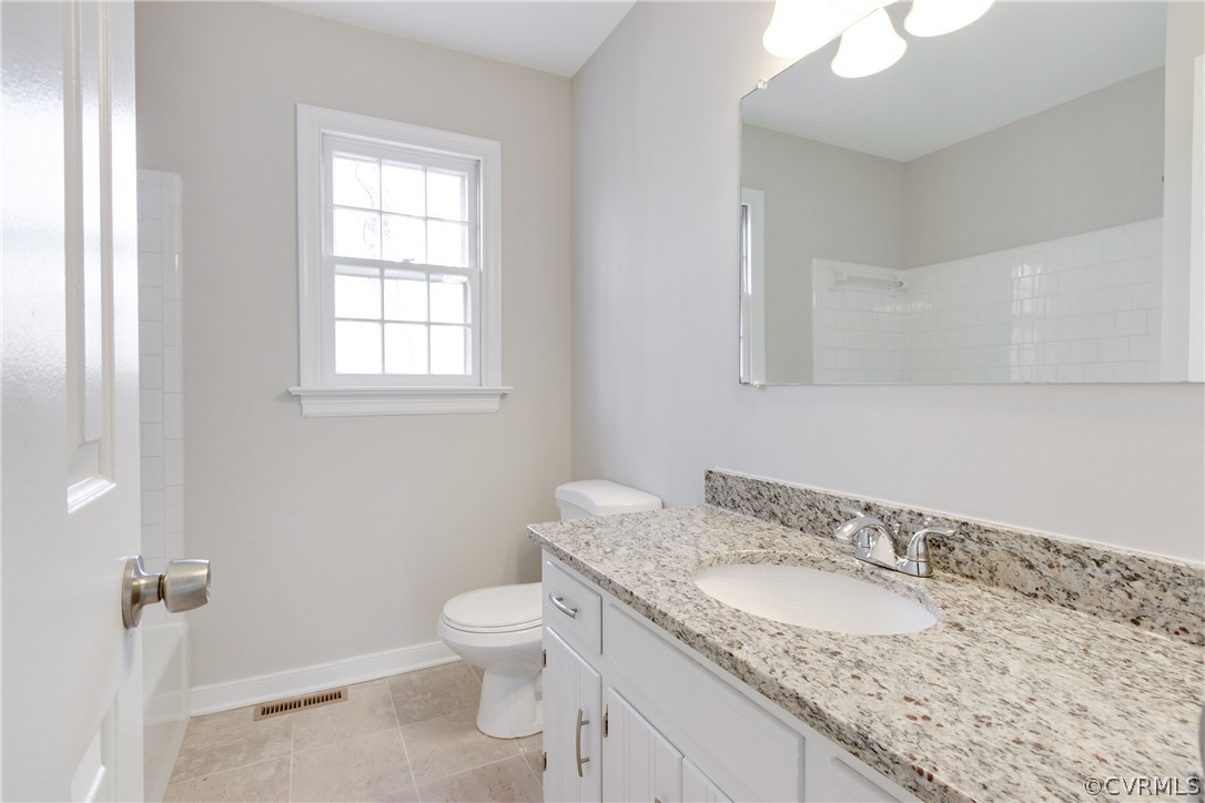 1018 Ashbrook Landing Road Midlothian, VA 23114 - Photo 34 of 46 a bathroom with a granite countertop sink and a toilet