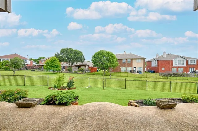 a view of a garden from a building