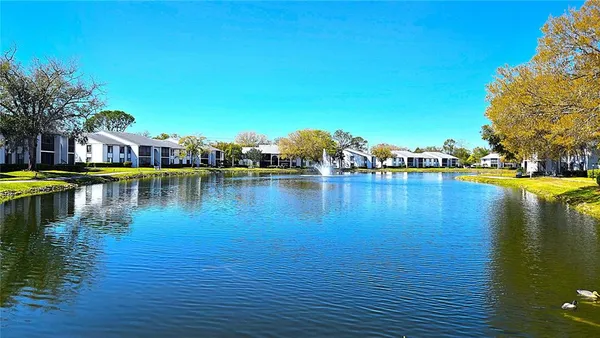a view of a lake with houses