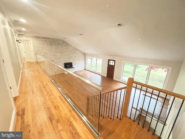 a living room with a fireplace