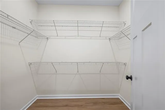 a view of a room with racks on the wall