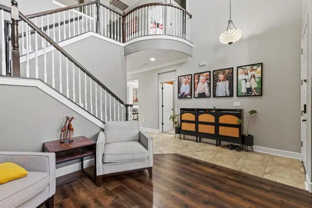 a living room with furniture