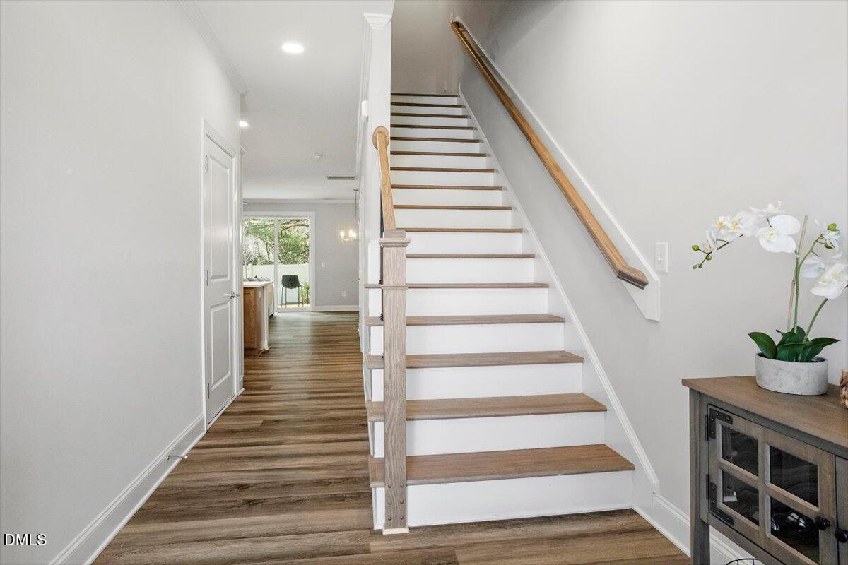603 Marshskip Way Rolesville, NC 27571 - Photo 4 of 28 a view of entryway and hall with wooden floor