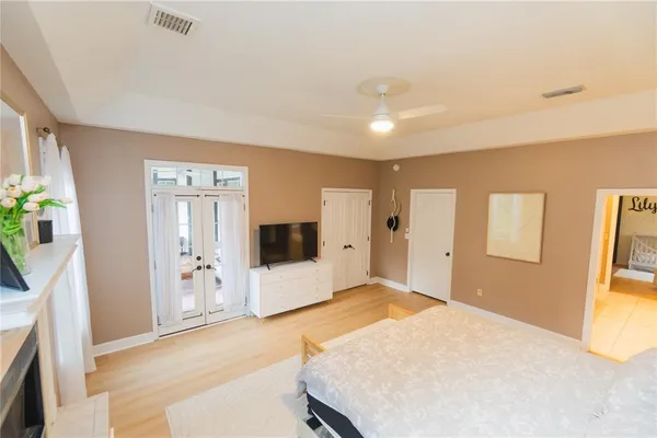 a bedroom with furniture and a couch